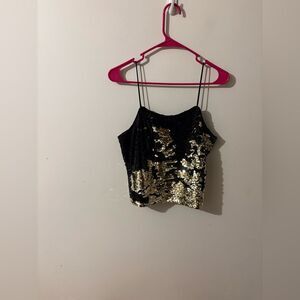 H&M Black and Gold Sequin Camisole Size 8 New Years Eve